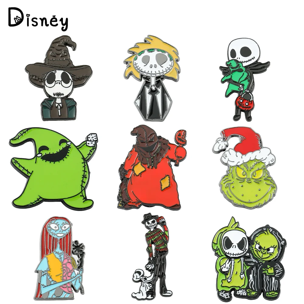 Disney Nightmare Before Christmas Enamel Brooch Jack Skellington Sally Badge Lapel Pin for Backpack Jewelry Accessories Gifts