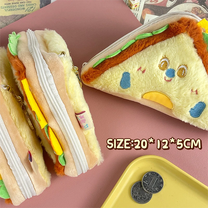 Sandwich Plush Coin Purse Pendant Wallet Headphone Storage Bag Portable Lipstick Bag Key Case Bag Decor