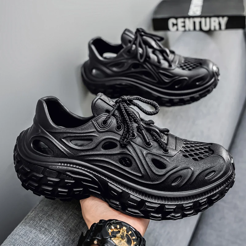 Men's Summer Outdoor Sandals Tire Sole Water Shoes Beach Shoes Anti-slip Wear-resistant Thick Bottom Fashionable Teenagers