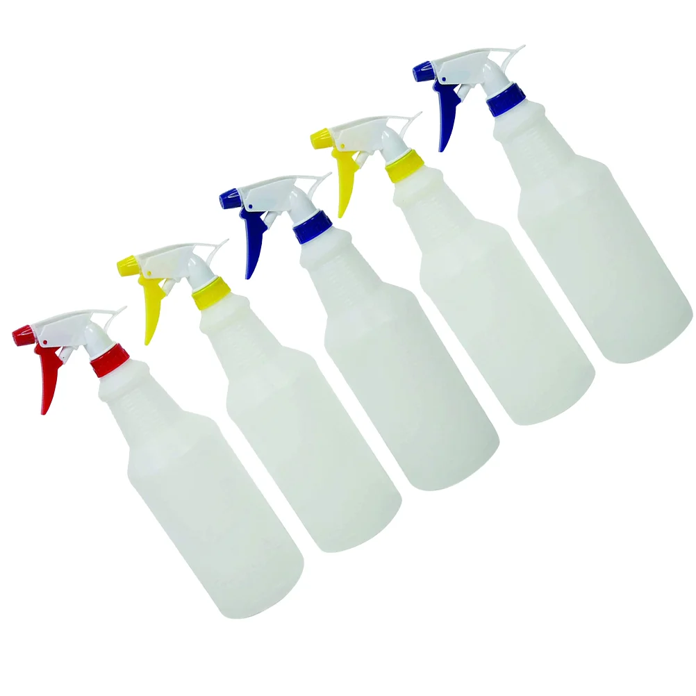 Bottiglie spray portatili da 5 pezzi Contenitore detergente vuoto multiuso per interni ed esterni Acqua a colori casuali da 750 ml