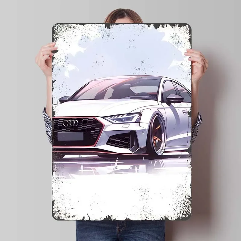 Audi RS Sport Racing Sign Customizable Cars Poster Wall Decor Living Room Decoration Man Vintage Metal Plate Home Decor Items