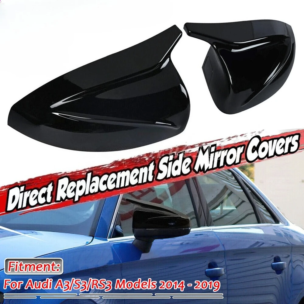 

1 Pair Black Side Mirror Cover Rearview Mirror Housing Replacement For Audi A3 S3 RS3 Models 2014-2020 8V0857528E 8V0857527E