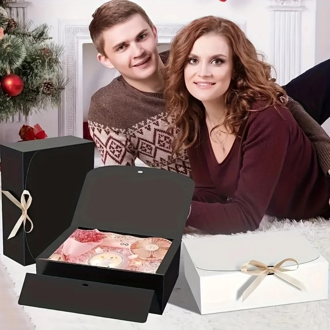 

【 Customized 】8pcs Personalized gift box with Golden Ribbon Bow - suitable for weddings, bridesmaid proposals, birthdays and DIY