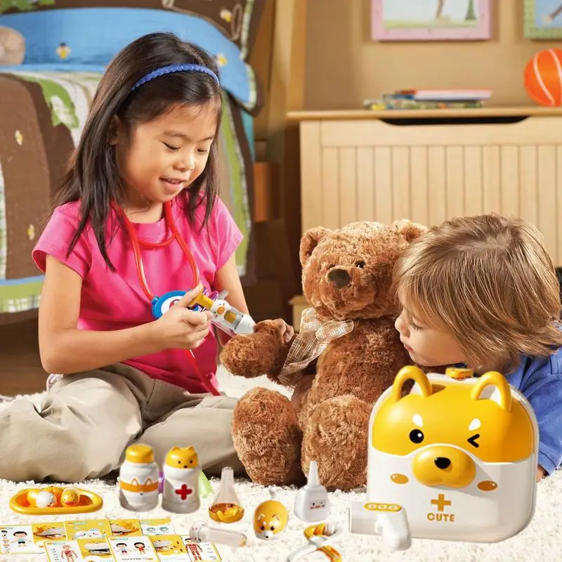 Doutor Pretend Play Set para Crianças, Role Playing Game, Educacional Doutor Brinquedos, Animal bonito, Idades 4, 45Pcs