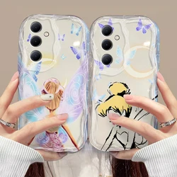 Cute Tinkerbell Disneys 3D Wave Case For Xiaomi Redmi 13C 12 12C 10 10C 9 9C A1 A2 K50 K40 Note 13 12 11 10 Pro Plus 4G 5G Cover