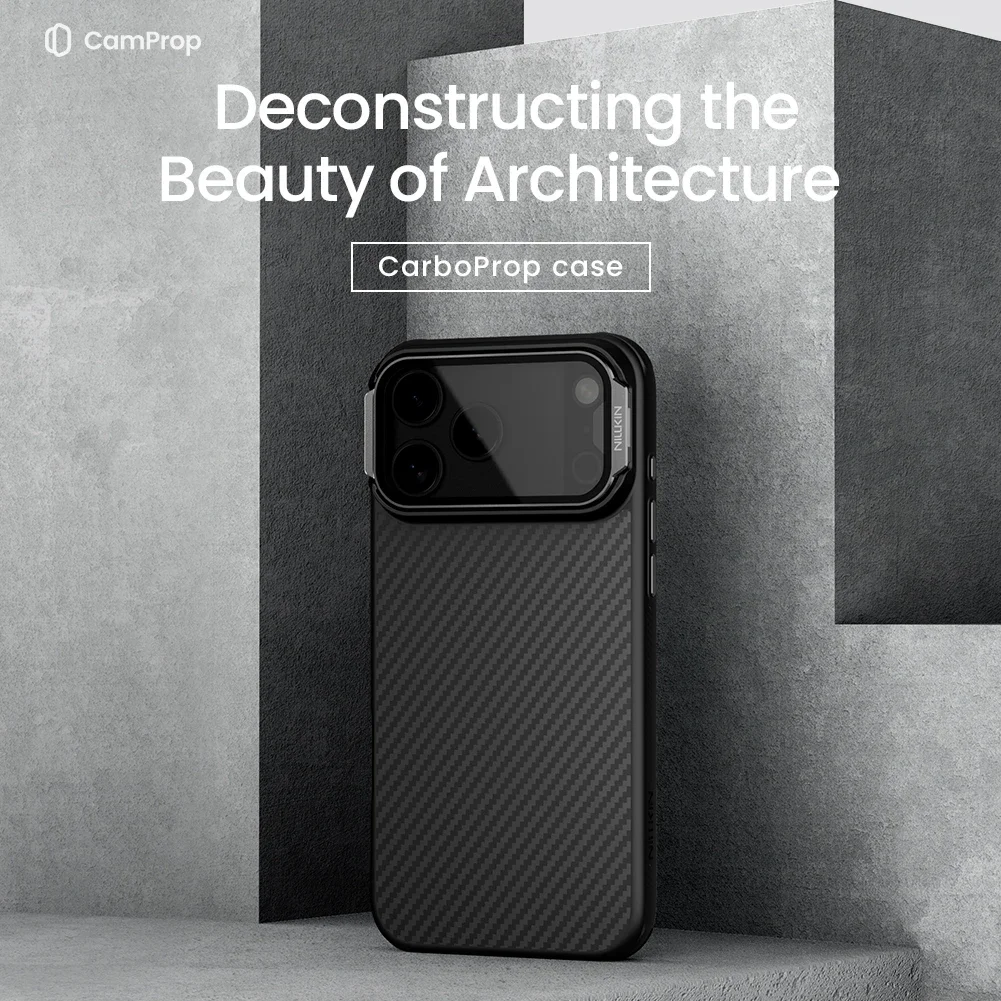 

Для iPhone 17 Pro Max/17 Pro чехол CarboProp Fiber Магнитный адаптер Полупрозрачный черный чехол для камеры Защитная задняя крышка объектива