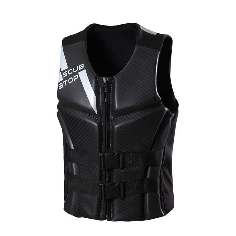 Adult Smooth‑Skin Neoprene Buoyancy Vest Unisex Front Zipper Dual Adjustable Straps for Wakeboarding Jet Ski Rafting Surfing