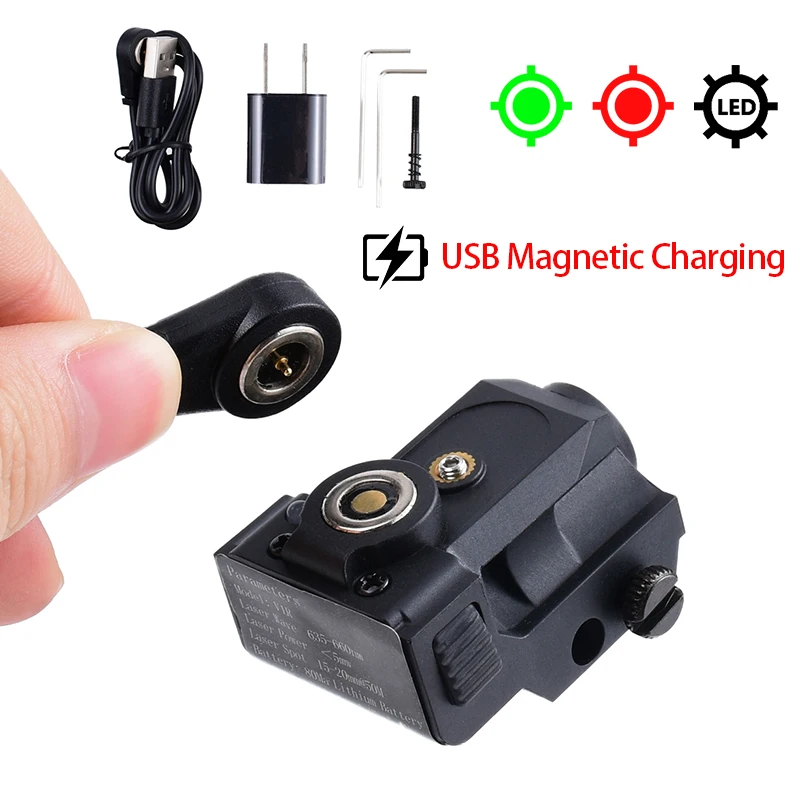 

USB-фонарик с магнитной зарядкой LG02, инфракрасный с нижним креплением, новый регулируемый адаптер, 20 мм, рельсовый лазер, портативный красный, зеленый лазер