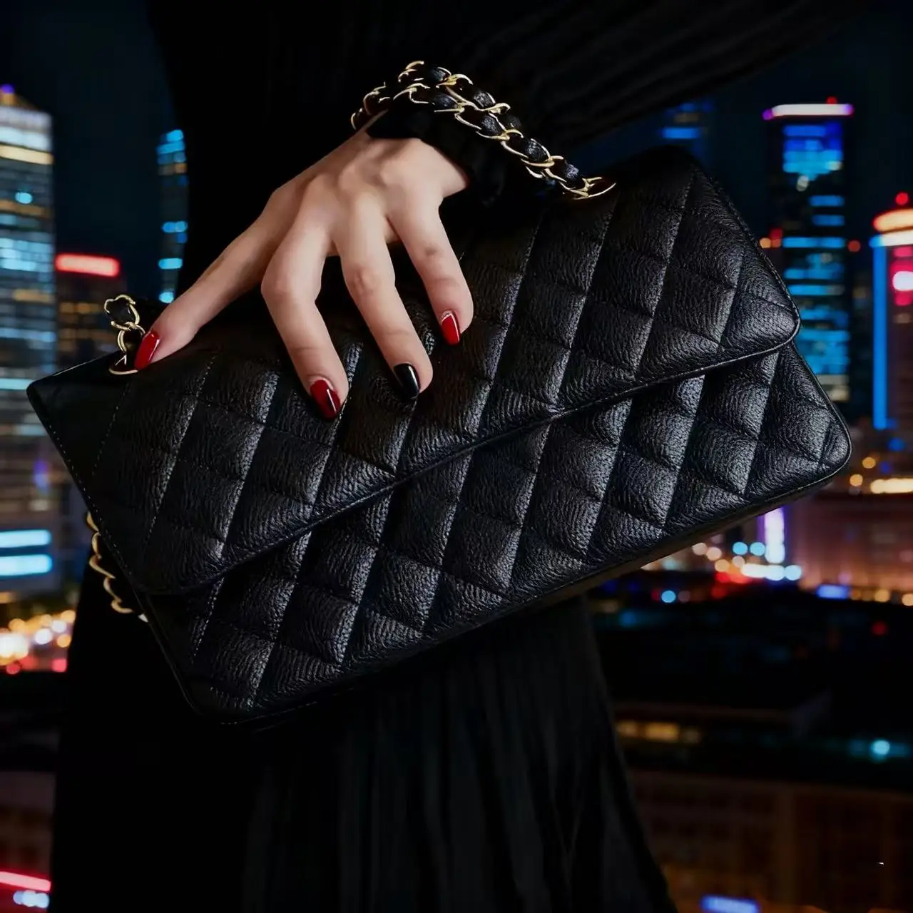 

Luxury fashion women's crossbody bag, high-quality chain bag, caviar genuine leather shoulder bag, luxurious design women's bag