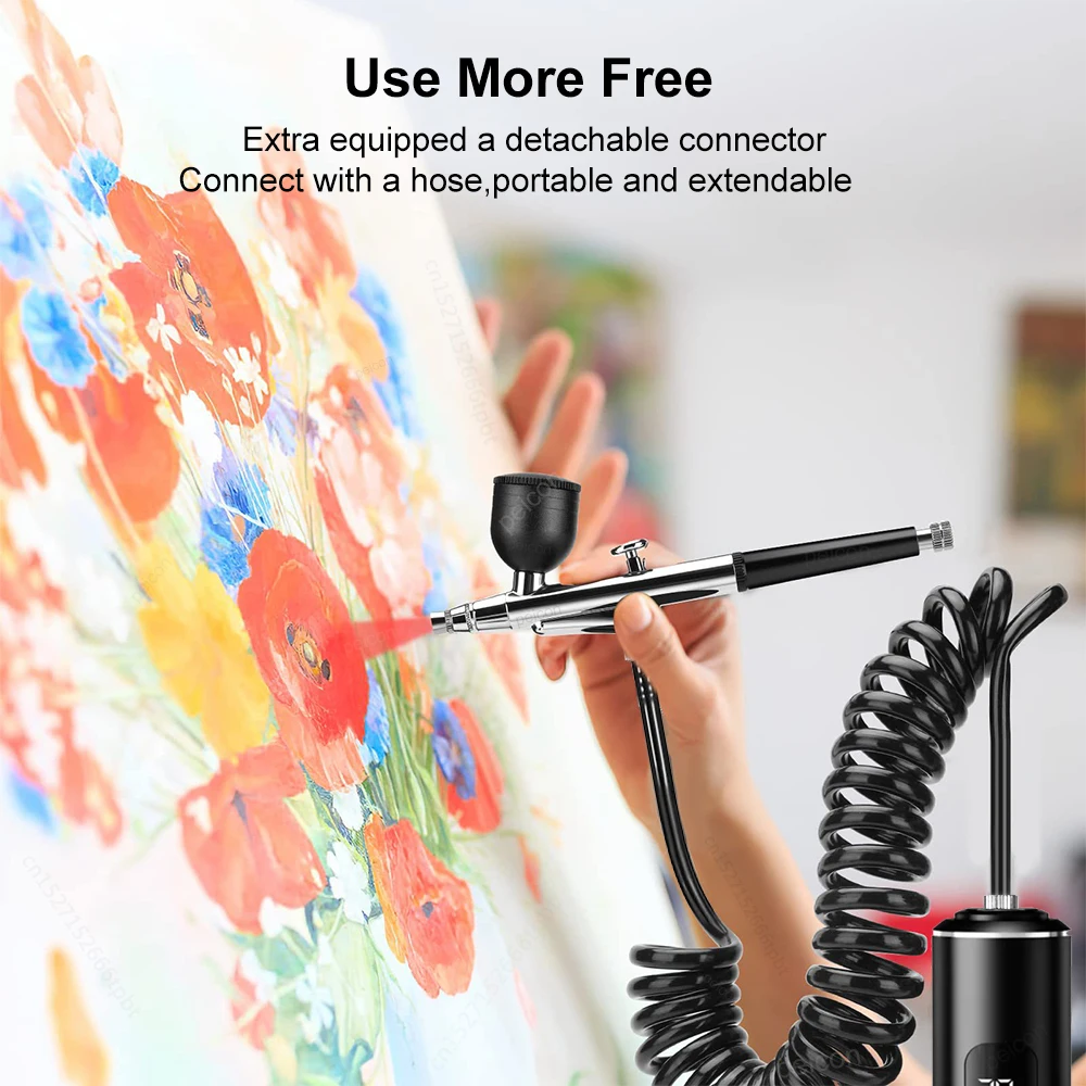  Airbrush mit Kompressor Farbspritzpistole Tragbare Mini-Airbrush-Spritzpistole zum Malen und Modellieren Airbrush mit Kompressor-Set – Detail 8