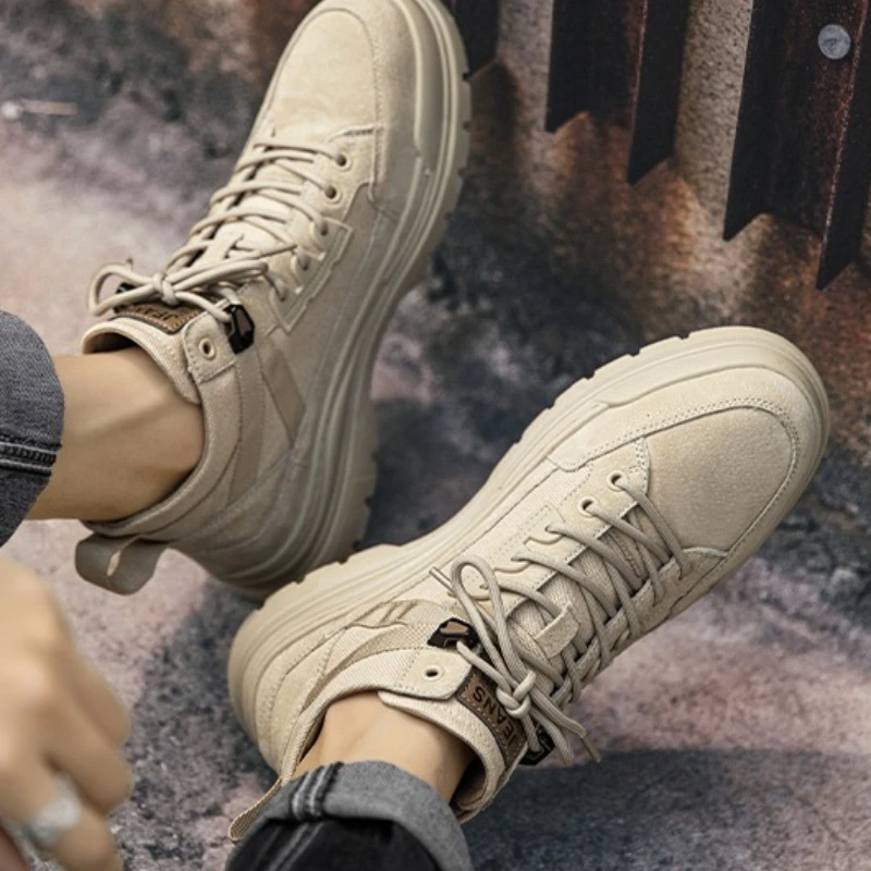 

Men's New High-top Boots Solid Color Durable High-quality Outdoor Flat Heel Lace-up Stylish Anti-slip Workwear Boots