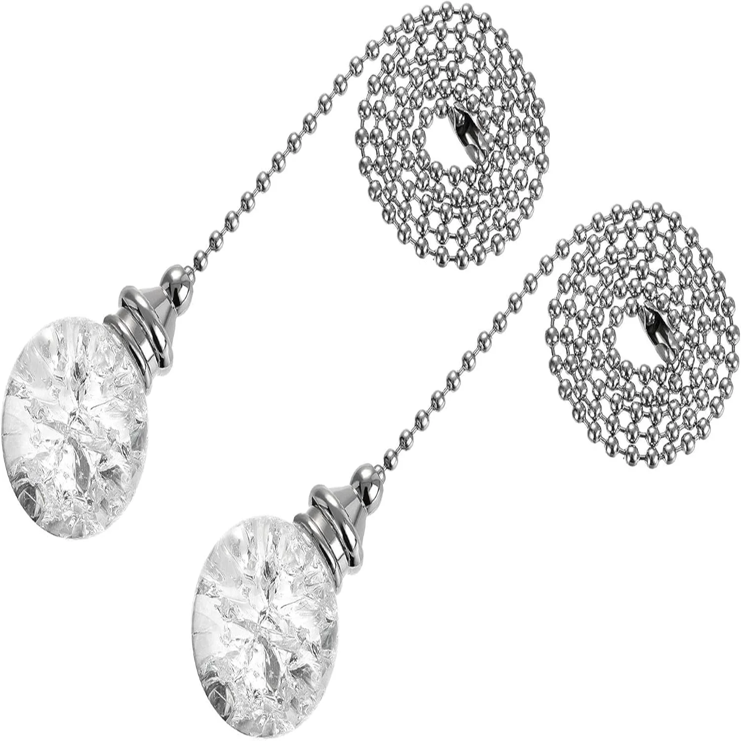 20 Inch Ceiling Fan Pull Chain, Decorative Crystal Fan Pull Chain Ornament Extension,  Diameter Beaded 30mm Ice Cracked Ball Pen