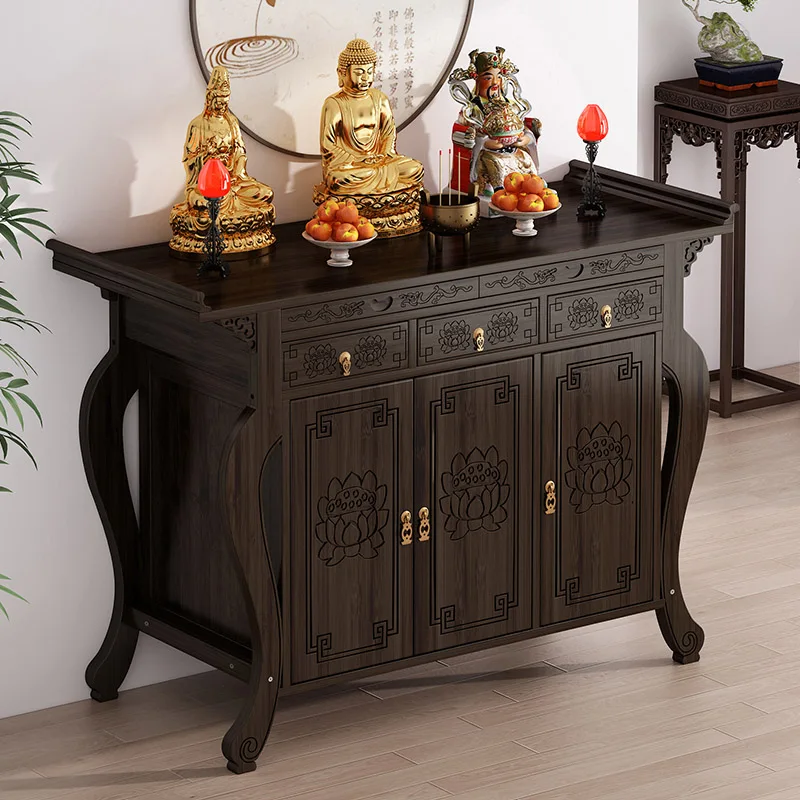 

Buddhist shrine offering table Household incense case standing cabinet God of Wealth Buddhist statue offering Incense