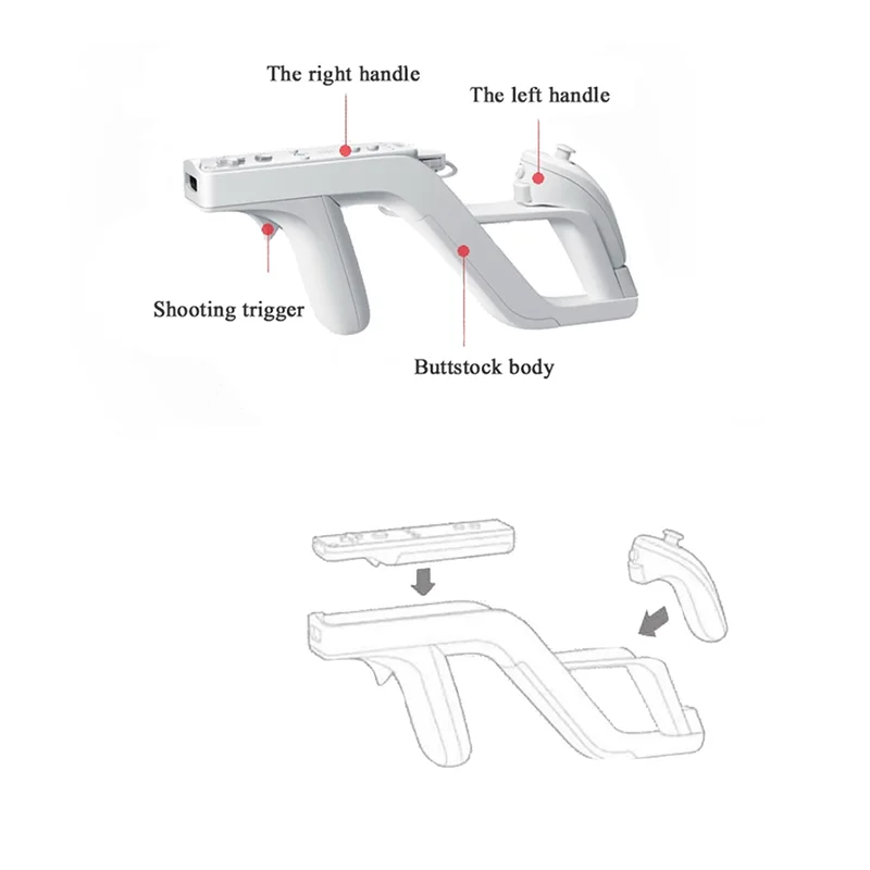 2 قطعة حامل ألعاب Zapper لجهاز تحكم Nintendo Wii عن بعد الأيمن والأيسر ملحقات ألعاب Wii Zapper