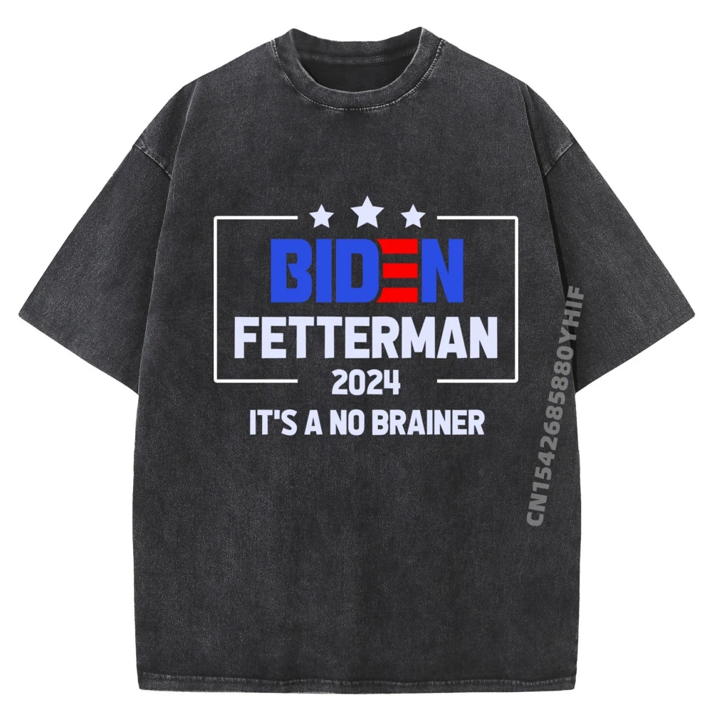 

Забавные футболки Biden Fetterman 2024 It S A No Brainer, большие и высокие, мужские потертые футболки для семьи