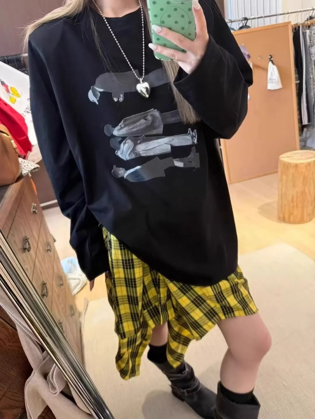 T-shirt a Maniche Lunghe Oversize da Donna, Novità Inizio Autunno, Stile Casual e Comodo, con Spalle Imbottite e Stampa Caratteristica Americana