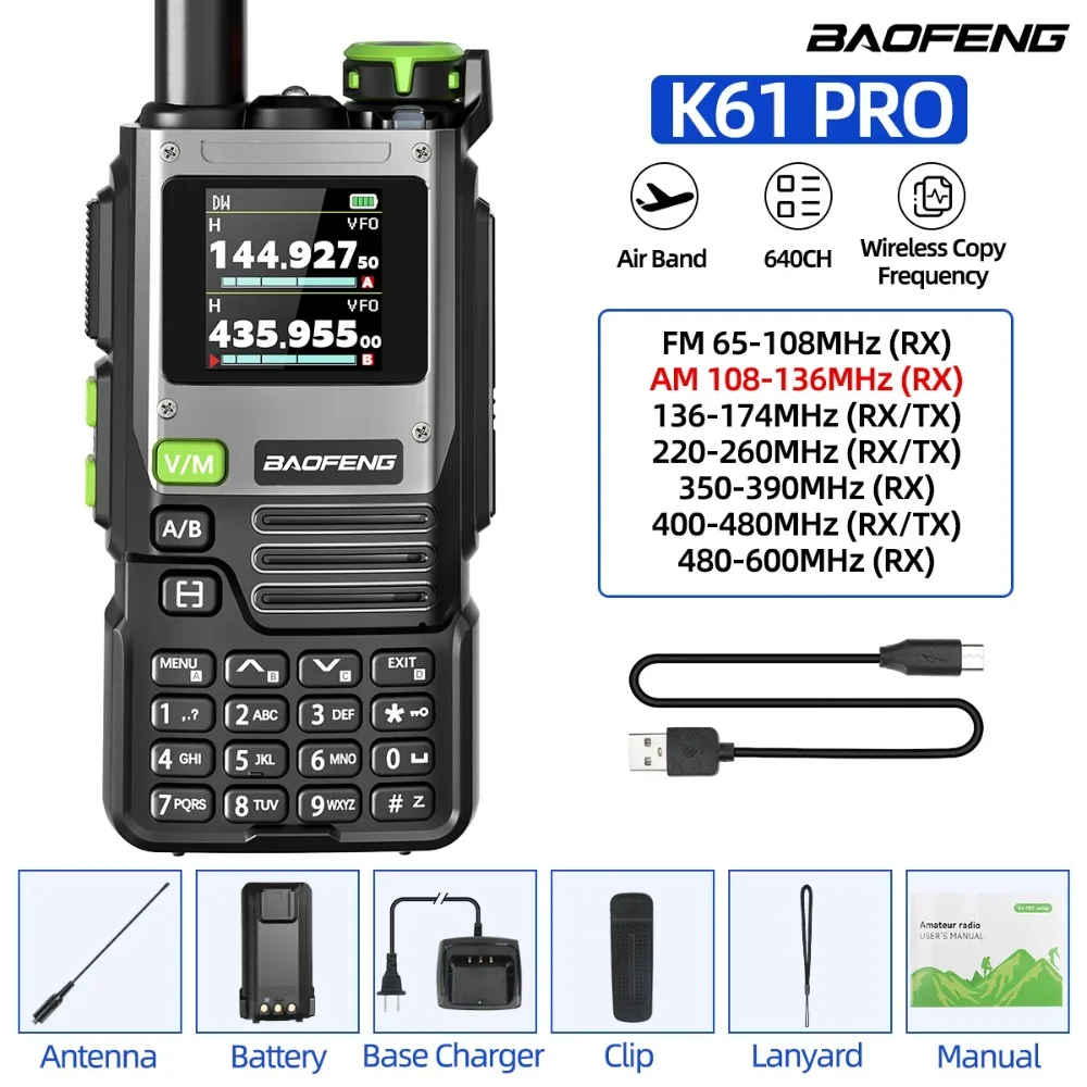 BaoFeng K61 Pro camping walkie talkie de largo alcance inalámbrico set radios walki comunicación radio transceptor intercomunicador bidireccional