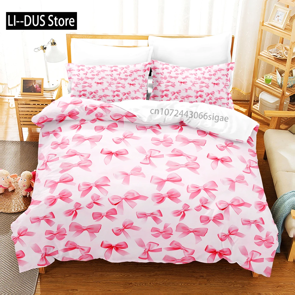 

4pcs Bowknot Bedding Sets Skin Friendly Soft Bedsheets And Duvet Covers Comfortable And Lovely Suitable For All Ages