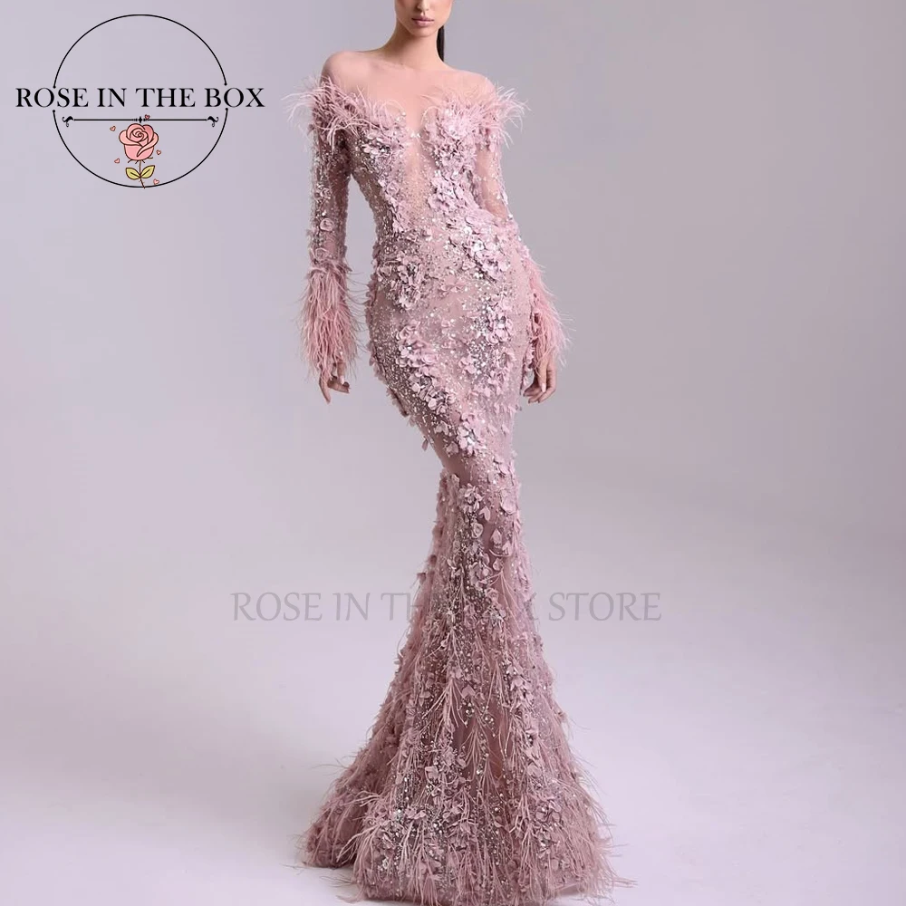 ROSEINTHEBOX Personalizzato Squisito Rosa Abiti Da Sera 3D Floreali di Lusso Abiti Lunghi 2025 donna abiti da festa eleganti