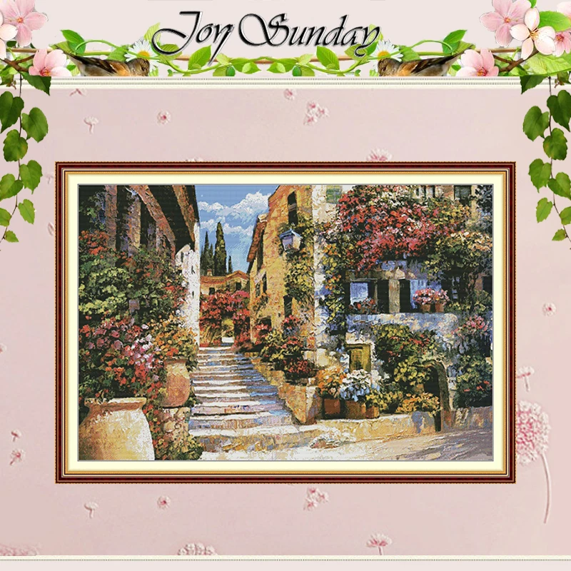 

Riviera Steps Patterns Counted Cross Stitch Set DIY 11CT 14CT 16CT HD Stamped DMC Cross-stitch Kit Embroidery Needlework Crafts