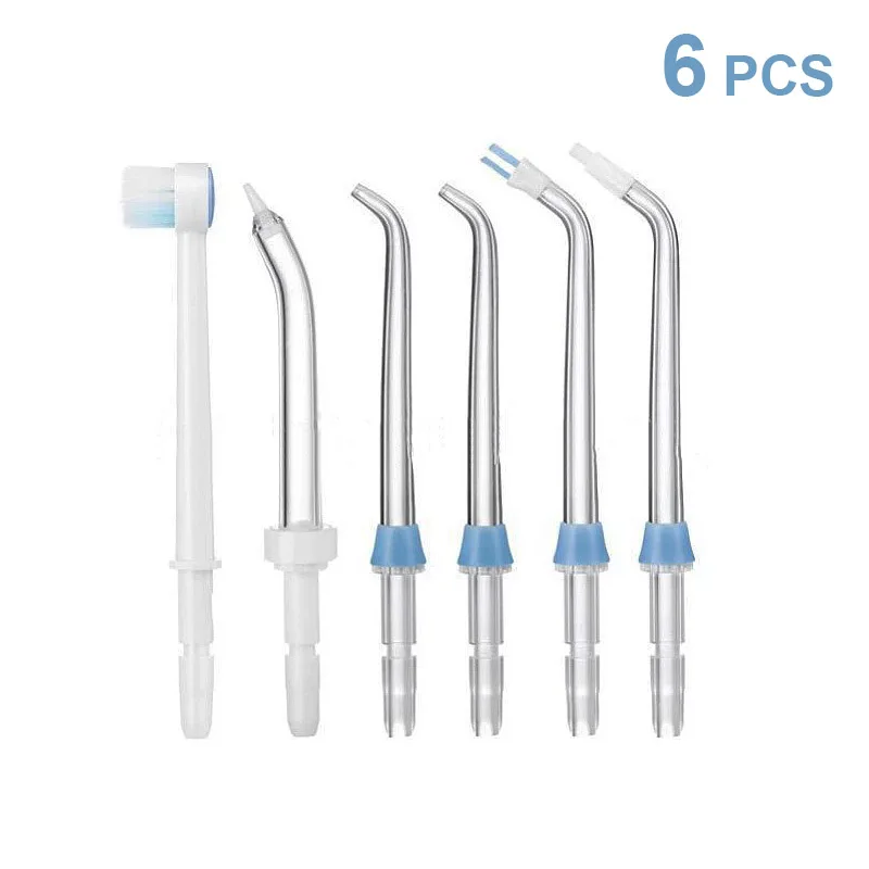6Pcs Water Floss Nozzle Heads Oral Irrigator Replacement Tips of Water Flosser Dental Teeth Irrigator Orthodontic Tongue Cleaner
