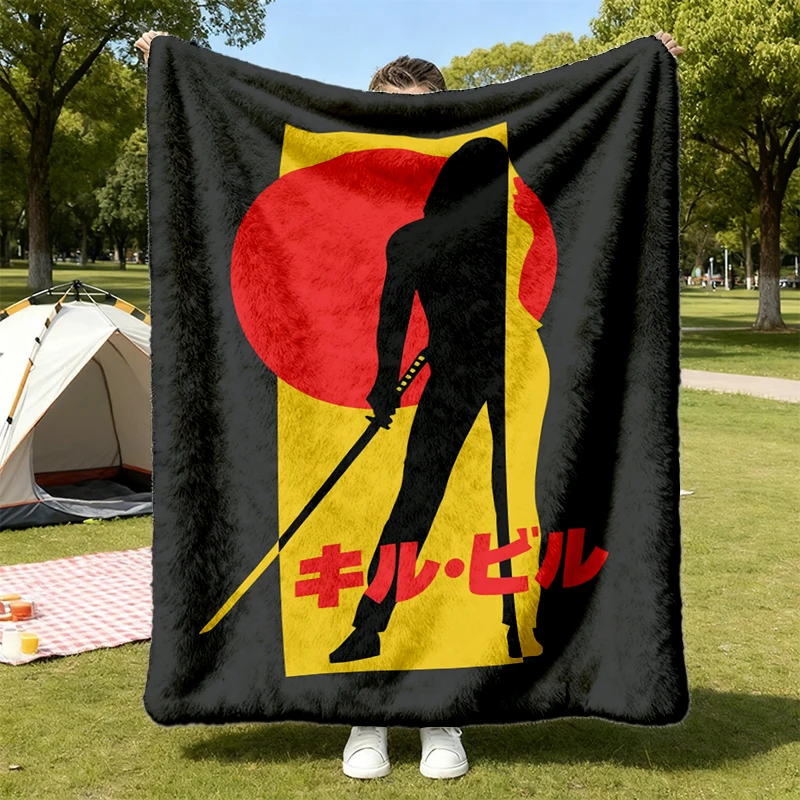 The Bride Bill Movie Flannel Blanket, Minimal Tarantino Inspired Graphic Flannel Throw