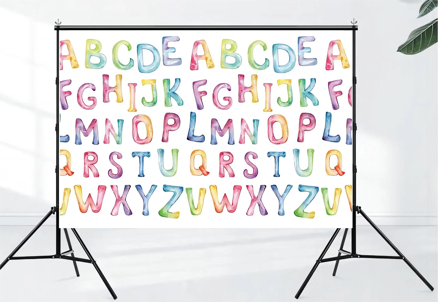 Preschool kindergarten students with letters ABCD, happy birthday for children, baby shower photography background