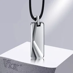 Vnox Vertical Bar Necklace for Men, Anti Scratch Tungsten Pendant, Cubic Geometric Neck Collar, Casual Official Jewelry