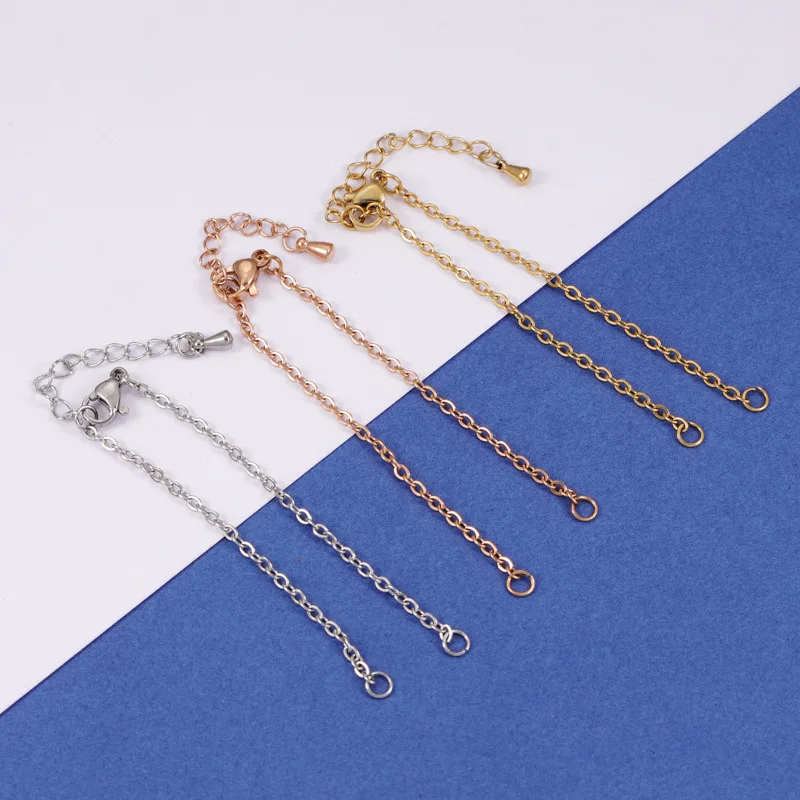 10pcs Stainless Steel DIY Bracelet Chain Accessories With Water Drop Extension Chain 14+5cm Optional Size Accessories