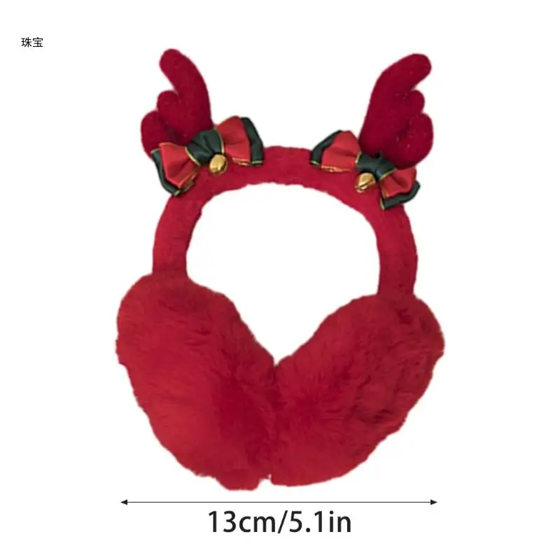 X5QE Christmas Theme Plush EarMuffs for Women and Kids Ear Warmer Headband for Winter Christmas New Year Gifts