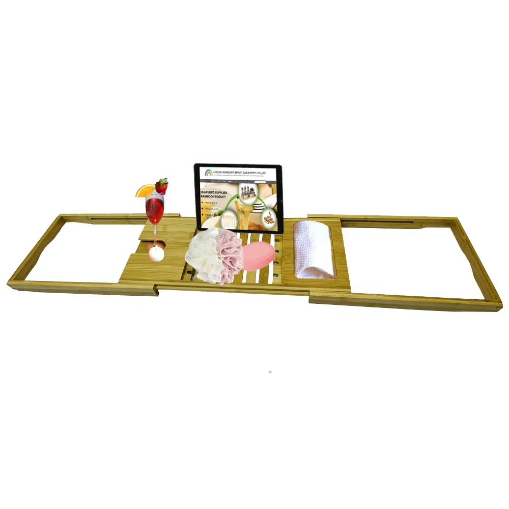 Glass Book IPad Bracket Relaxation Expandable Bamboo And Wood Bathtub Rack Bath Tub Bridge