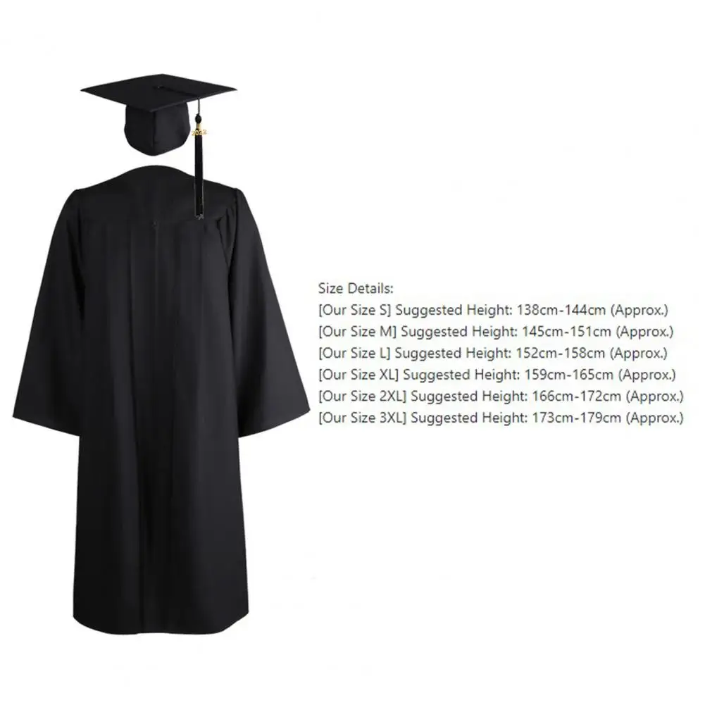 University Graduation 2020 Adult Zip Closure Academic Gown Robe Mortarboard Cap Loose graduation gown meet needs of most people