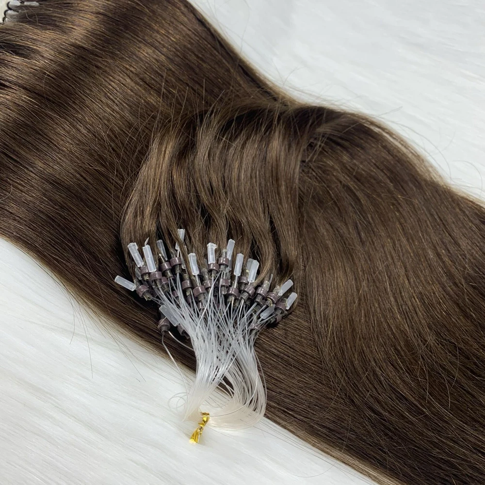 Micro Loop Hair Extensions capelli umani Micro Link Micro Ring 18 "-22" 0.5g/strand 100pcs capsula di cheratina capelli lisci naturali