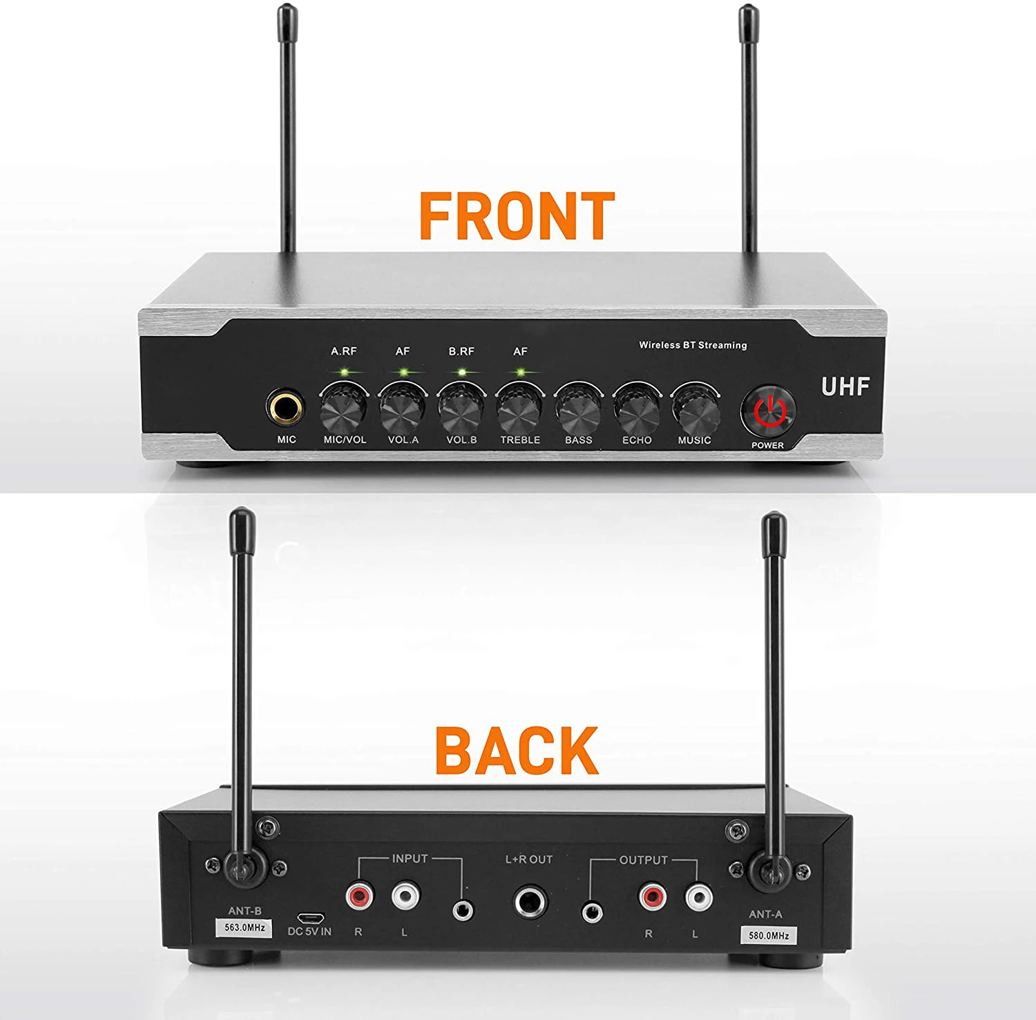 نظام ميكروفون لاسلكي محمول Uhf ثنائي BT مجموعة ميكروفون لاسلكي لحفلة PA Karaoke DJ #4