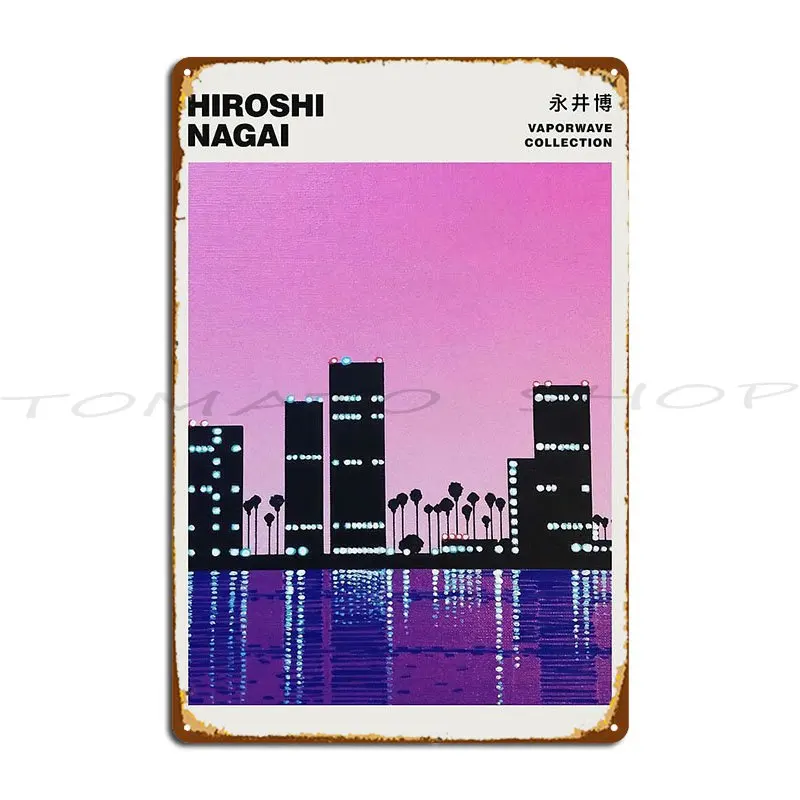 Hiroshi Nagai City Pop Exhibition  Beach Vibes City Vaporwave Tokyo 80S 90S Metal Sign Wall Decor Printing Tin Sign Poster