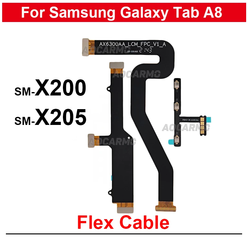 

Гибкий вкл/выкл для Samsung Galaxy Tab A8 105 "SM-X200 X205, подключение ЖК-экрана, материнская плата, основной гибкий кабель, запасные части