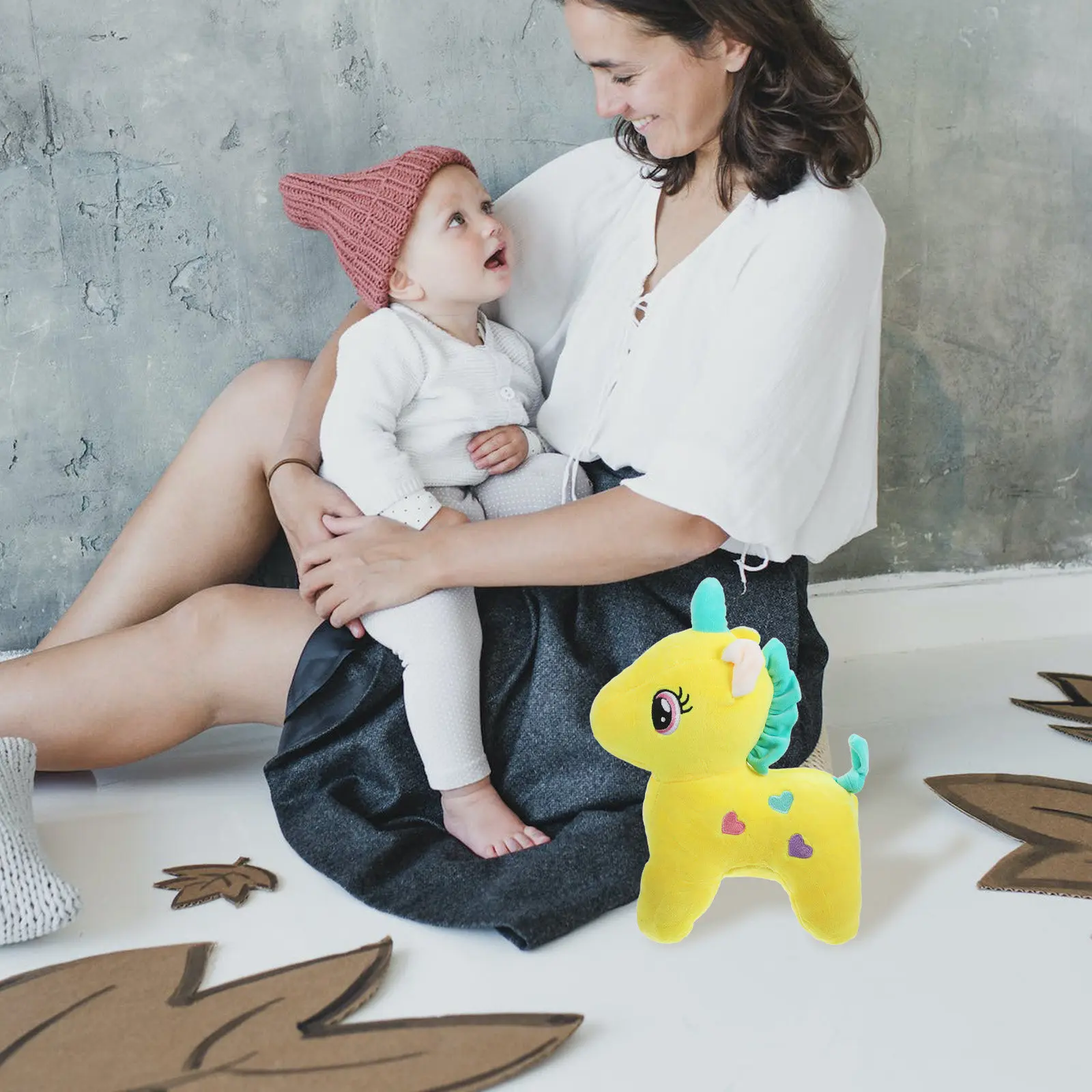 

1Pcs Unicorn Cotton Throw Pillow Stuffed Animal Gift Washable Comfortable Soft Bedtime Companion for All Ages Yellow