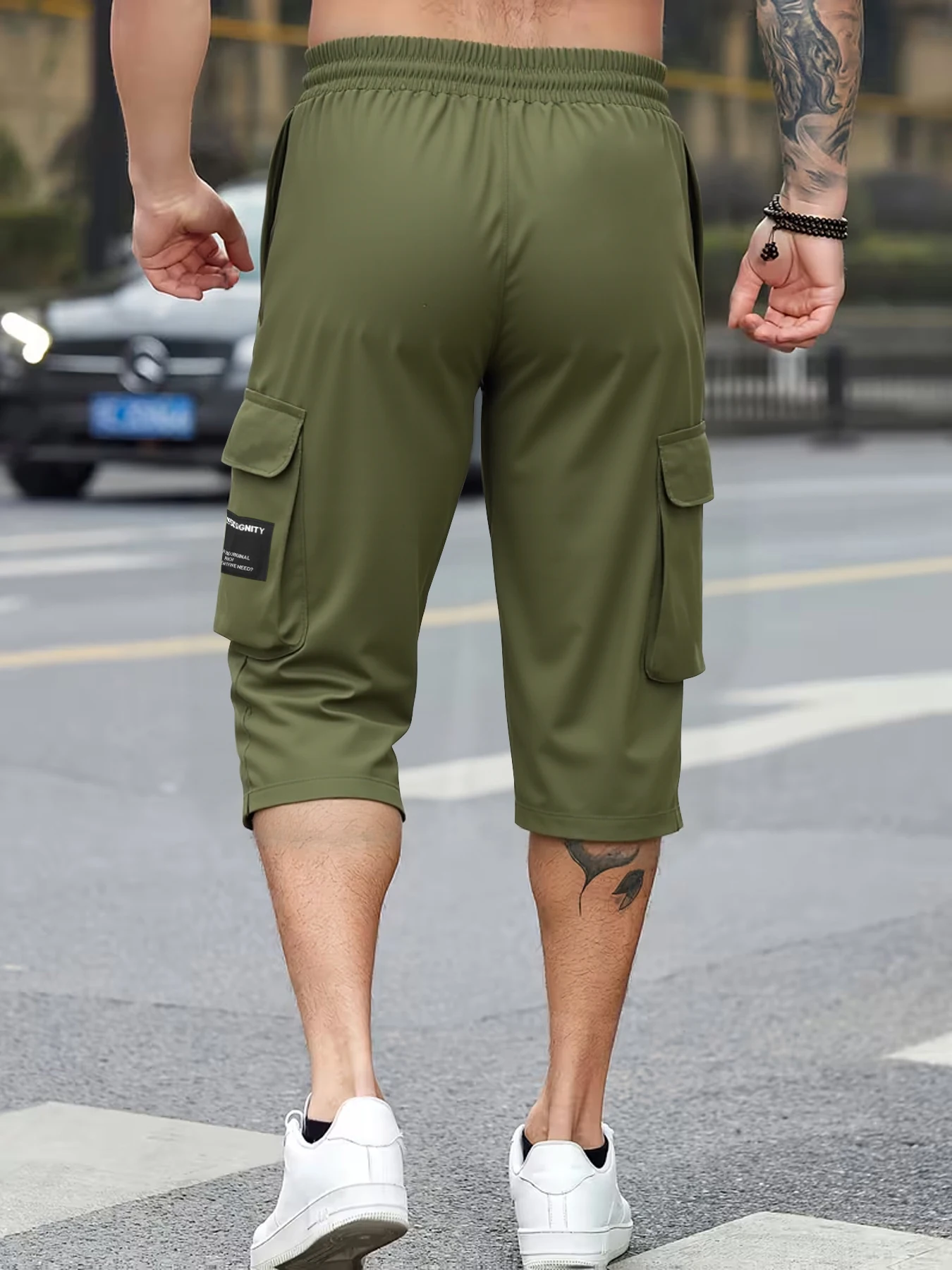 Herren-Shorts, kurze Hosen, lässige Outdoor-Sporthosen, gewebt, elastisch, weich und bequem, einfarbig, einfache Hosen, geeignet für den Außenbereich. – Detail 7