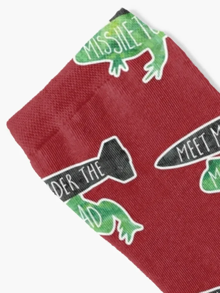 Meet me under the MISSILE TOAD! (mistletoe) funny pun design Socks halloween Non-slip Luxury Woman Socks Men's