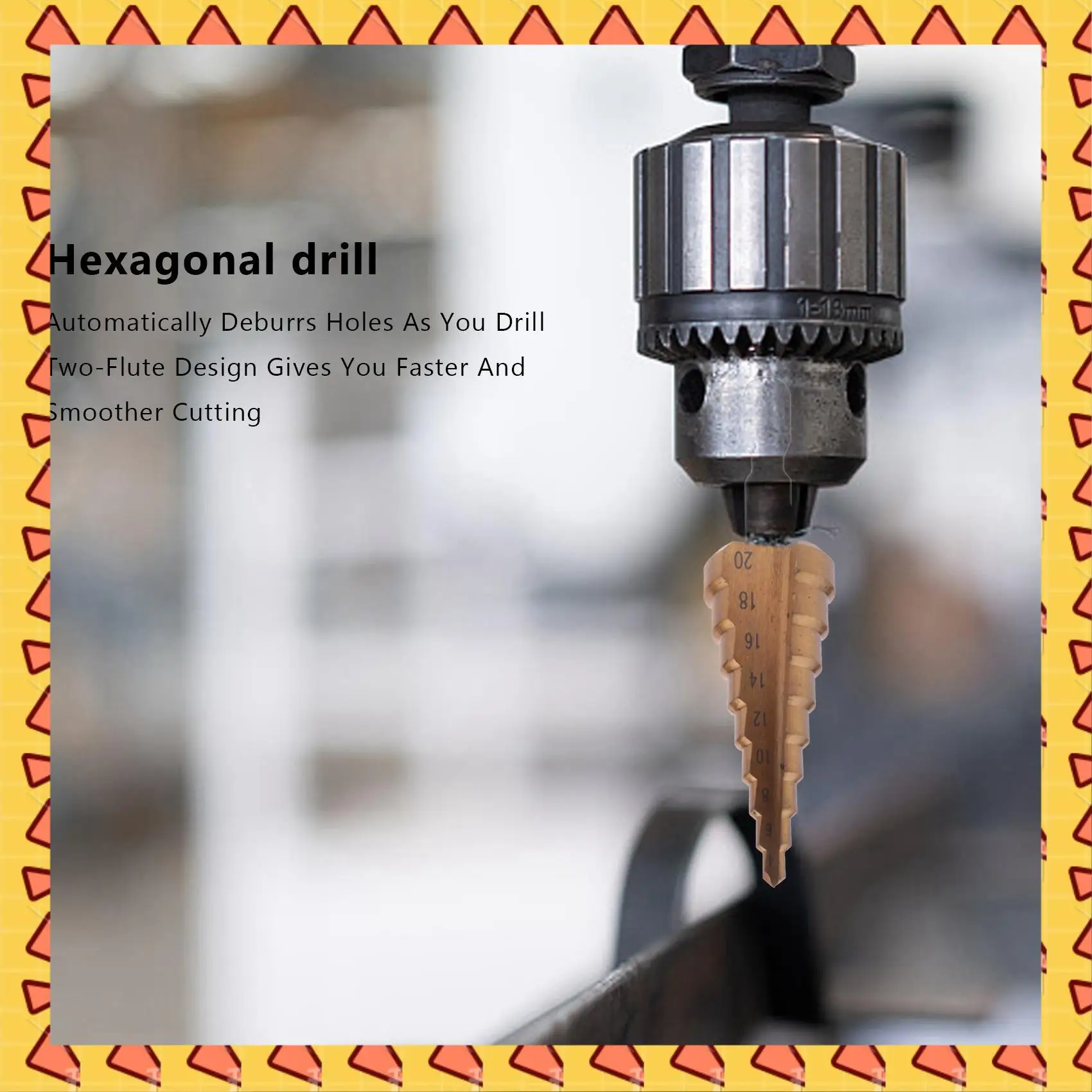 

A008 6Pc Hss Step Cone Taper Drill Bit Set Metal Hole Cutter Metric 3-12 4-12 4-20Mm 1/4 Inch Titanium Coated Metal Hex Taper