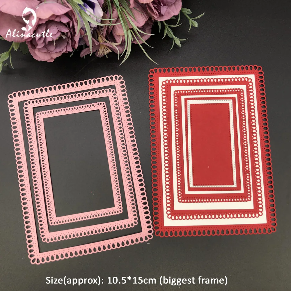 Alinacutle Metall-Stanzform, gestanzt, Tropfenform, Nesting, rechteckig, Scrapbook-Papier, Bastelalbum, handgefertigte Kartenvorlage, Stanzform