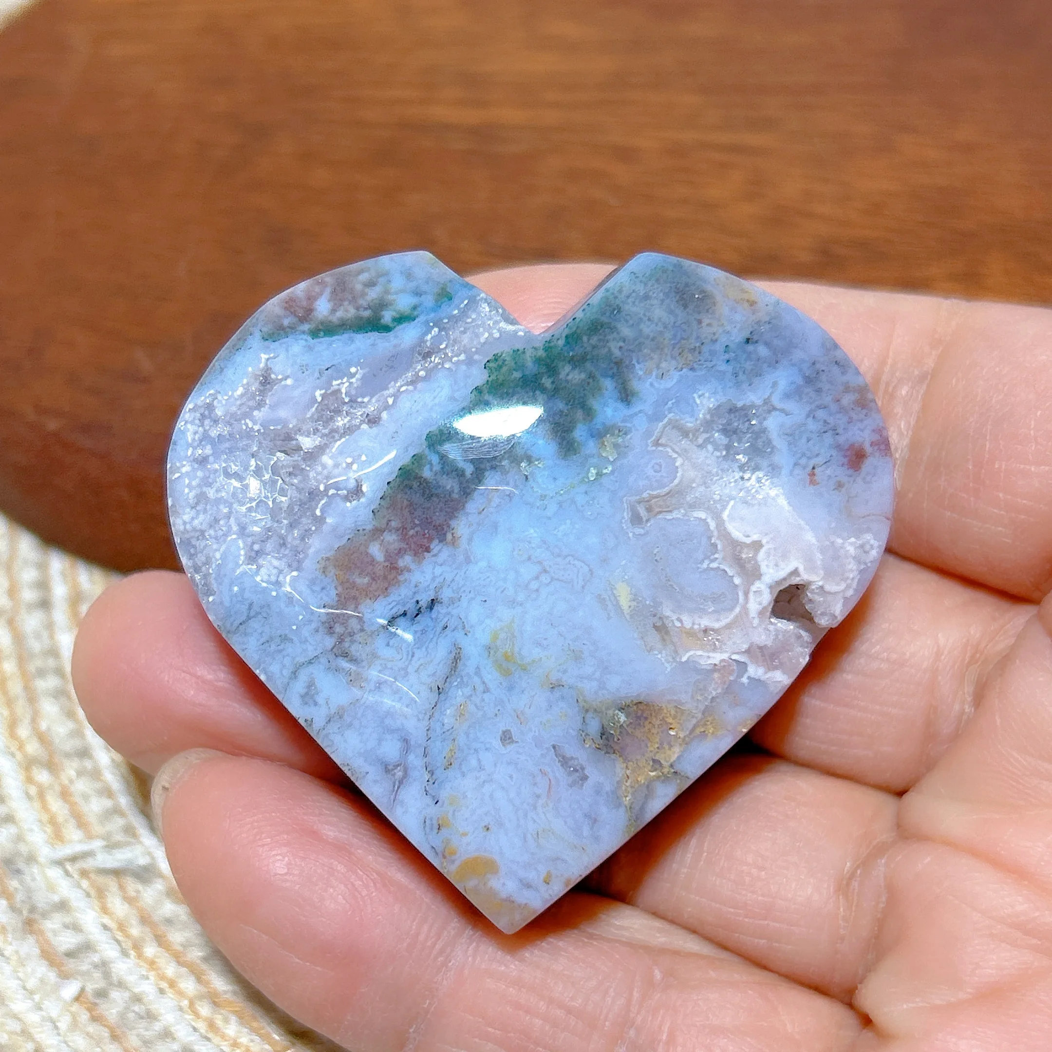 

Healing Natural Crystal Moss Agate Druzy Heart Polished High Quality Gemstones Energy Reiki Ore Home Decorations Room Decor Gift
