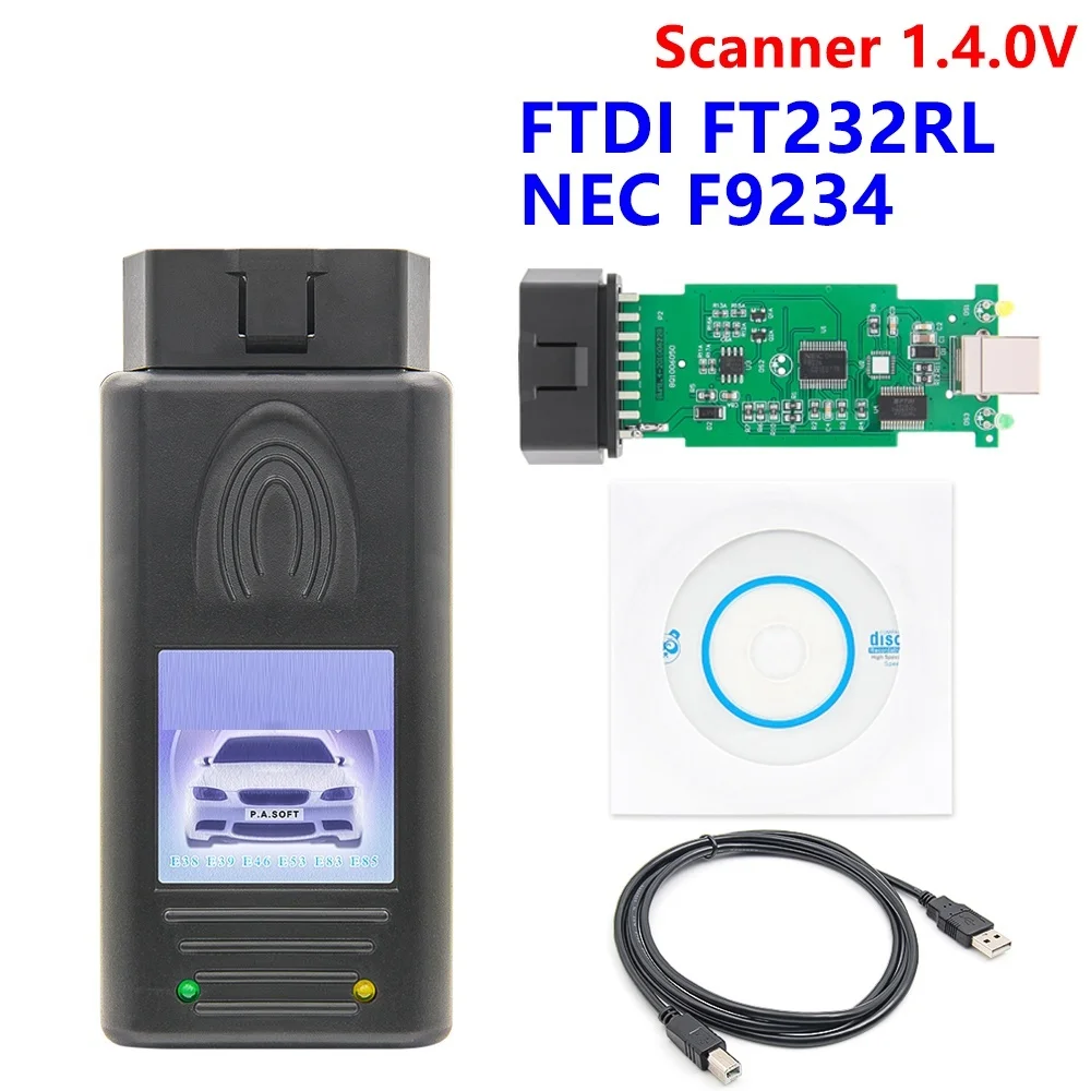 OBD2 Diagnostic Scanner V1.4.0 USB Code Reader FTDI Chip Auto Fault Code Scan Tool Multi-Function Car Diagnostic Interface