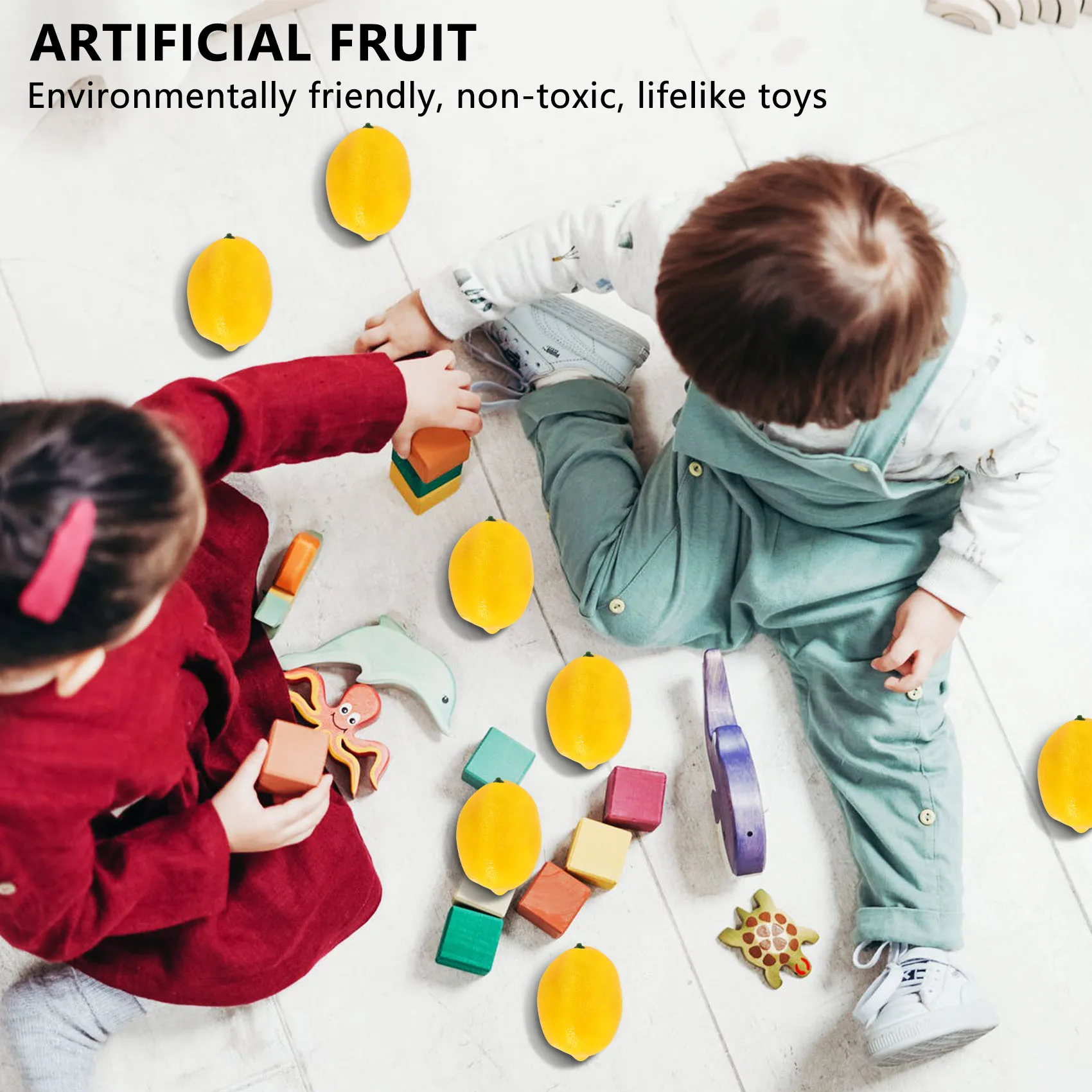 Limones artificiales de imitación, frutas amarillas de 3 pulgadas de largo X 2 pulgadas de ancho, 20 piezas