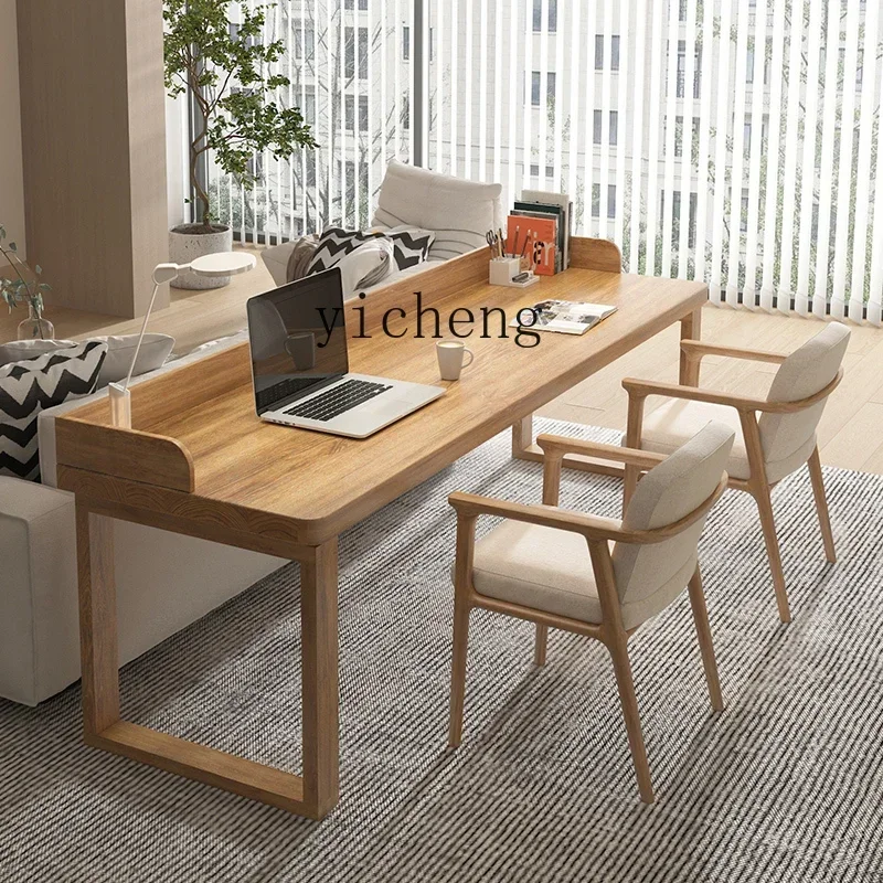 Zc Solid Wood Computer Desk Simple Modern Desk Workbench Living Room Double Study TableD17