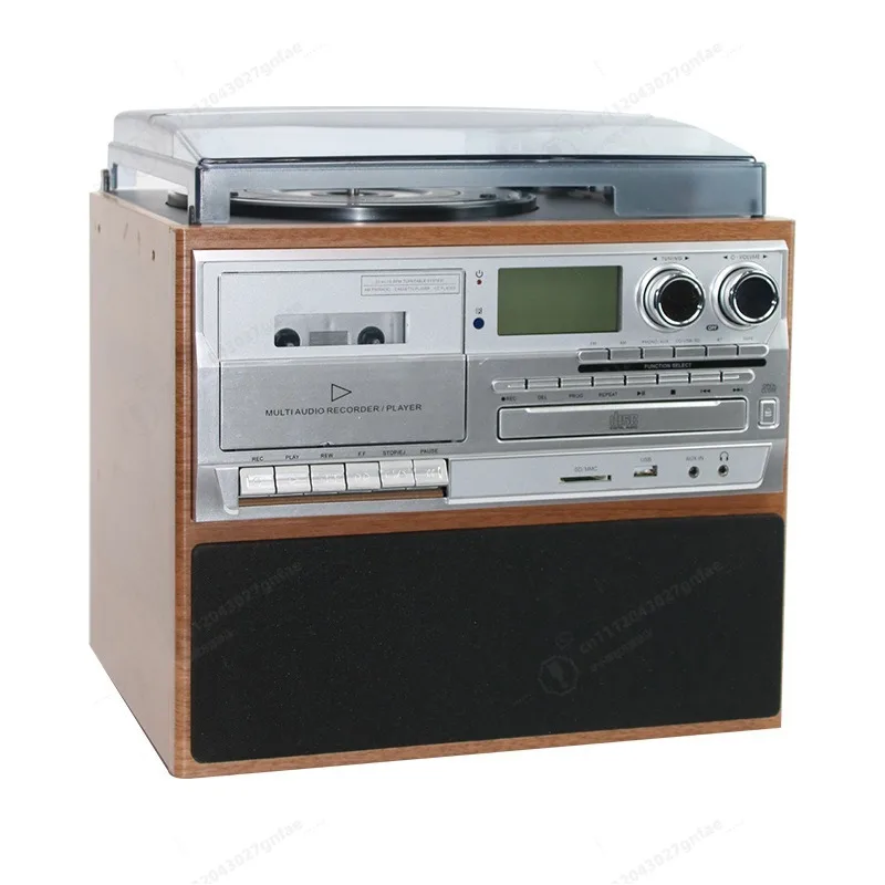 Retro Vinyl CD All-in-one Machine Bluetooth Speaker Multi-function Cassette Machine Living Room Ornament FM Radio view 3