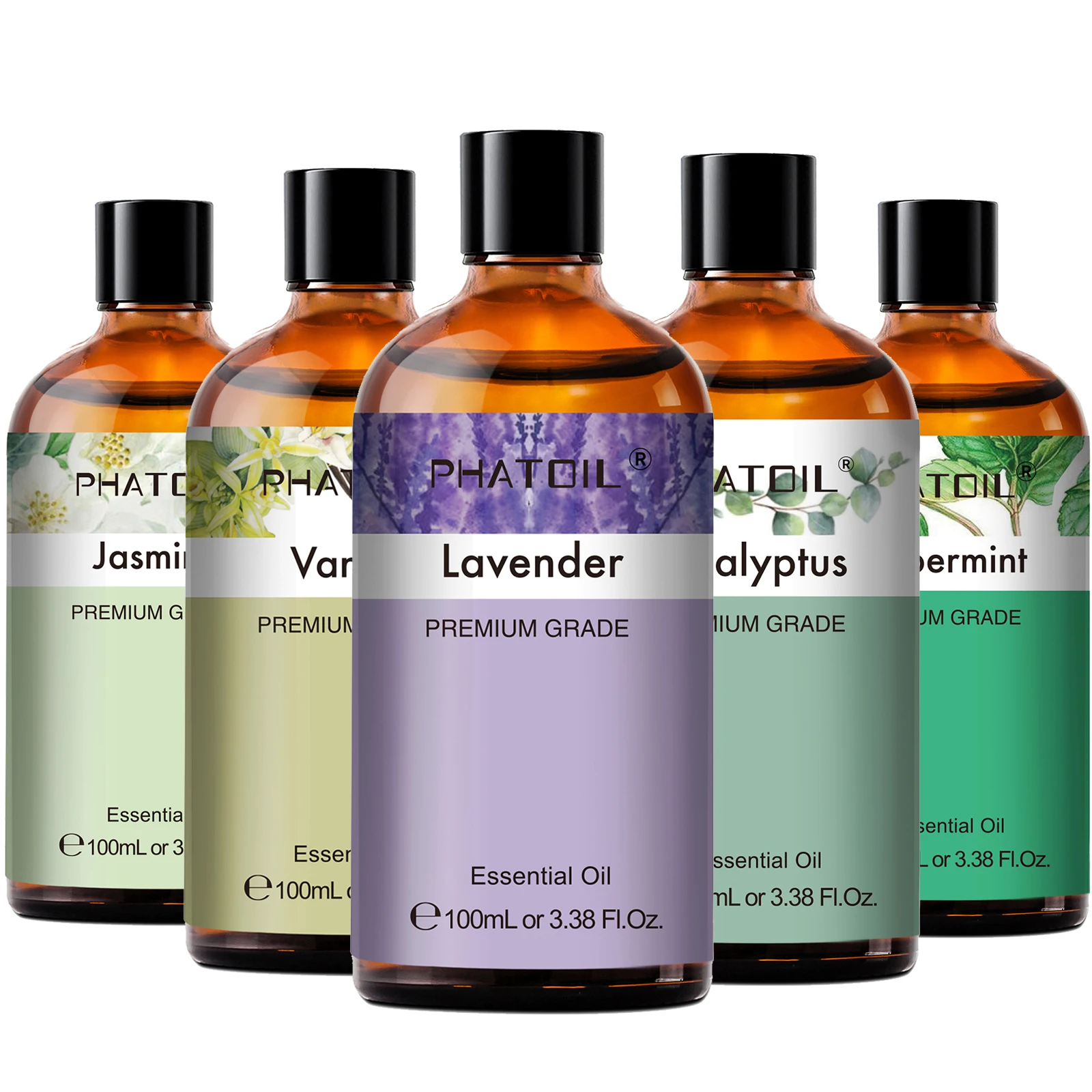 PHATOIL 100ml Olejek Eukaliptusowy do Skóry Lawenda Wanilia Jaśmin Cytryna Bergamotka Olejek Zapachowy do Aromaterapii Świec