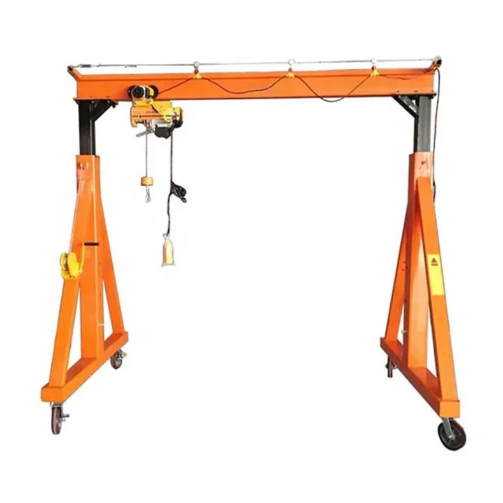 Height Adjustable Indoor Outdoor 2 Ton Rated Loading Capacity Mobile Portable Gantry Crane for Construction Site Hoist Pro