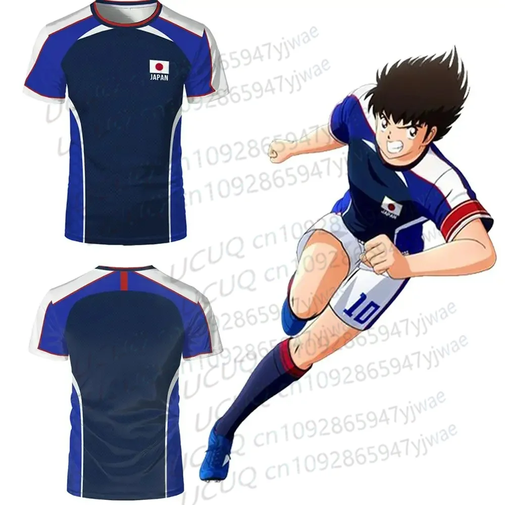 Summer Men's Women's Anime Captain Tsubasa Jersey Breathable Quick-drying Sports T-shirt For Kid Short Sleeve Casual Tops