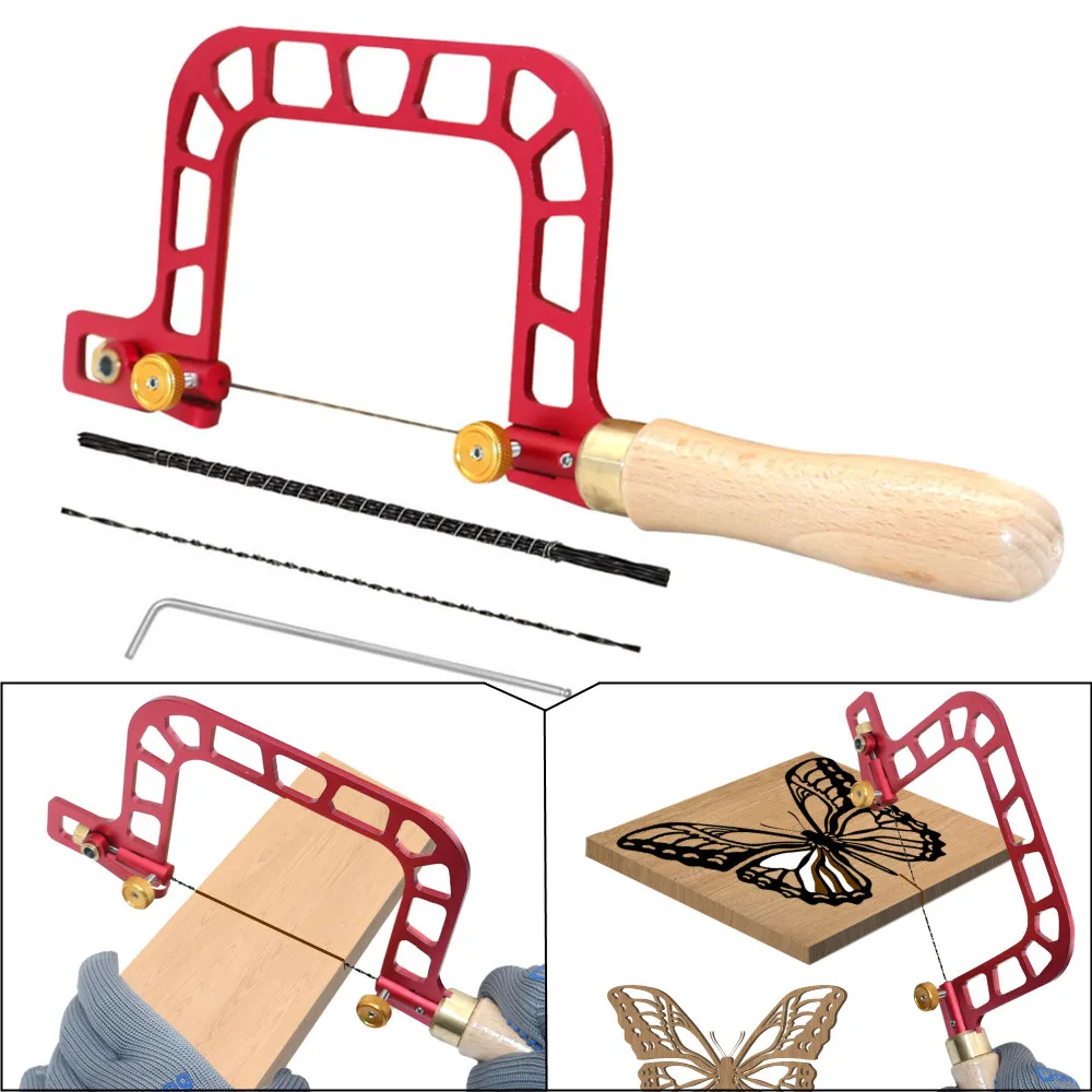 Coping Saw Aluminum Coping Frame Fret Saw and Replacement Blades Set for Woodworking, Wood Board, Plastic and Metal Cutting